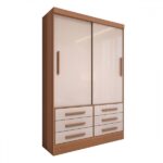 Guarda-roupa Solteiro Guaianases 2 Portas 6 Gavetas Cinamomo/off White - Panorama Móveis - Image 4