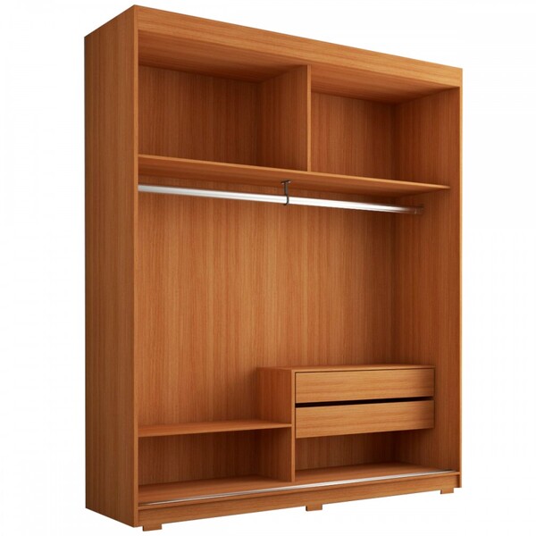 Guarda-roupa Solteiro La Paz 2 Portas 2 Gavetas Com Espelho Naturale Tx - Panorama Móveis - Image 3