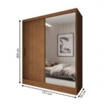 Guarda-roupa Solteiro La Paz 2 Portas 2 Gavetas Com Espelho Naturale Tx - Panorama Móveis - Image 2