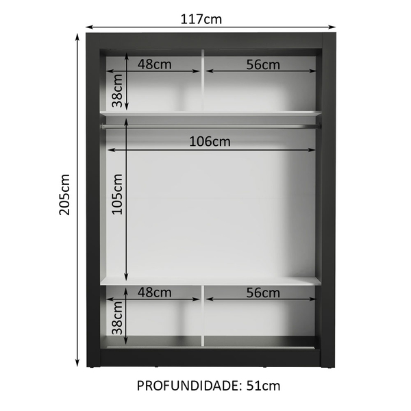 Guarda-roupa Solteiro Madesa Denver 2 Portas De Correr - Image 8