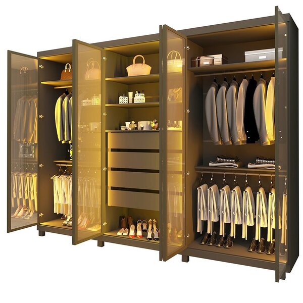 Guarda-roupas Casal 6 Portas Com 6 Portas Reflecta Com Pés E Led Absolut New Reflecta 100% Mdf Grafite - Image 6