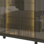 Guarda-roupas Casal 6 Portas Com 6 Portas Reflecta Com Pés E Led Absolut New Reflecta 100% Mdf Grafite - Image 7