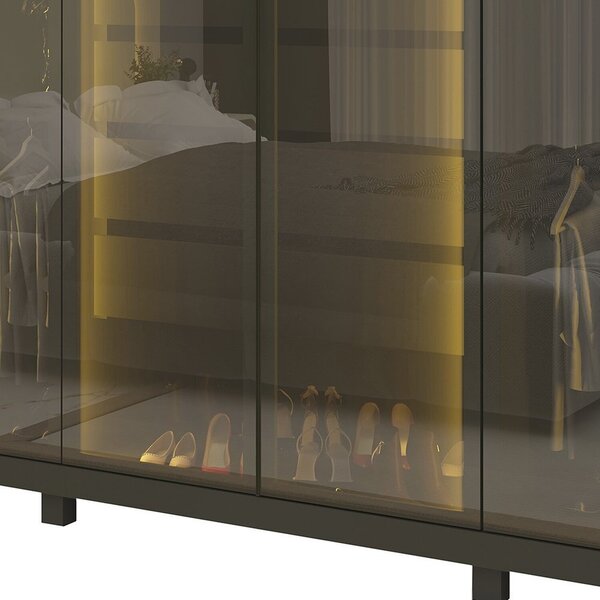 Guarda-roupas Casal 6 Portas Com 6 Portas Reflecta Com Pés E Led Absolut New Reflecta 100% Mdf Grafite - Image 7