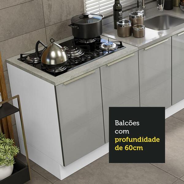 Kit Com 2 Balcões De Cozinha Madesa Lux 4 Portas 3 Gavetas (sem Tampo E Pia) - Branco/cinza - Image 6