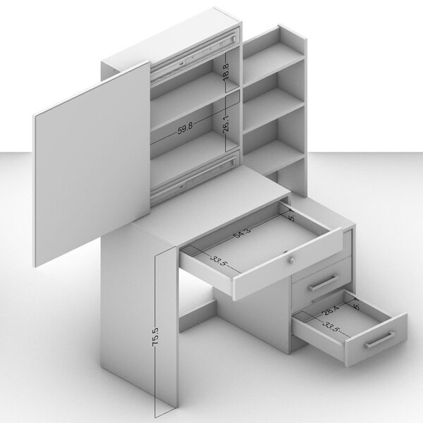 Penteadeira 4 Gavetas Com Espelho Deslizante E Nichos Helena Yescasa Branco - Image 3