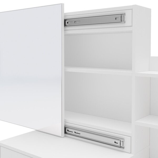 Penteadeira 4 Gavetas Com Espelho Deslizante E Nichos Helena Yescasa Branco - Image 4