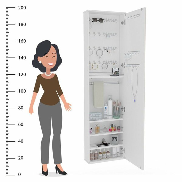 Penteadeira Armário Porta-joias Com Espelho Suspenso Dubai Branco - Image 5