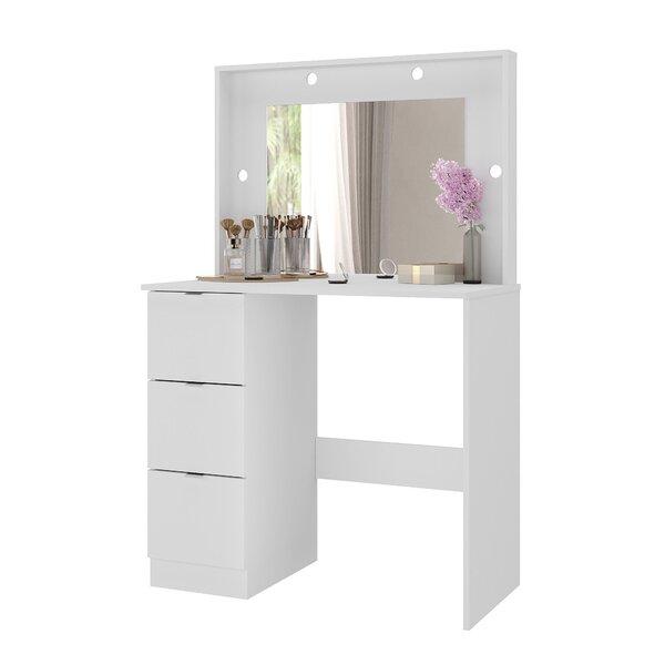 Penteadeira Camarim Com Espelho 3 Gavetas Los Angeles Branco - Image 7