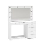 Penteadeira Camarim Com Espelho 7 Gavetas E Tomada Diamante Espresso Móveis Branco - Image 4