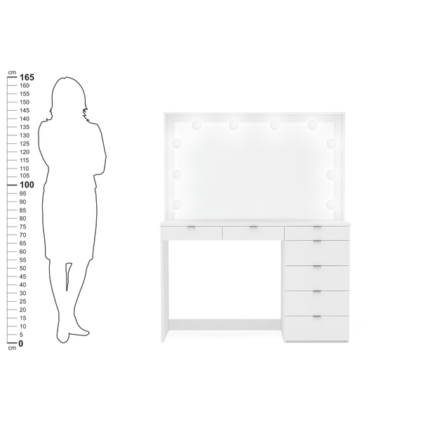 Penteadeira Ditália 7 Gavetas Branco C/ Kit Luz Camarim - Image 4