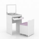 Penteadeira Madeira Branca Puff Rosa 108,8x51x12cm Tecno Mobili