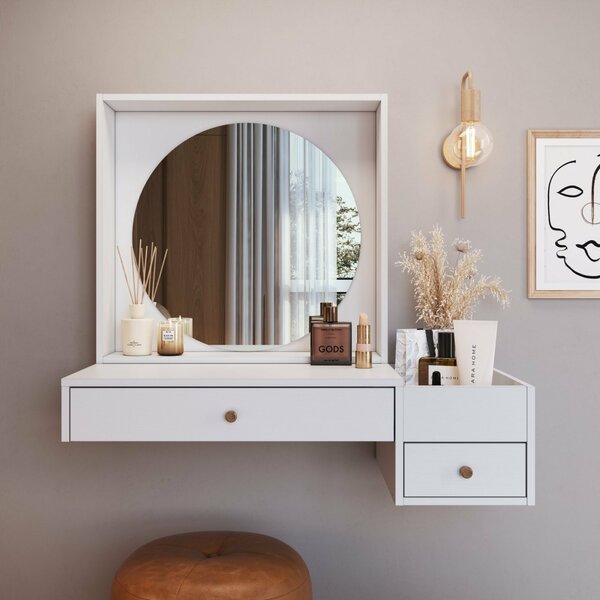 Penteadeira Suspensa Com Nicho Aberto Gaveta E Gavetão Es1001 Branco - Image 4