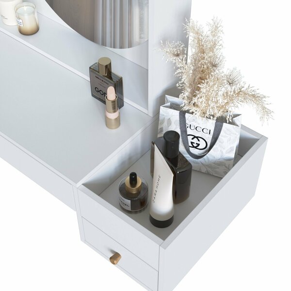 Penteadeira Suspensa Com Nicho Aberto Gaveta E Gavetão Es1001 Branco - Image 6