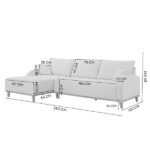 Sofá 3 Lugares Com Chaise Lado Esquerdo 250cm Em Veludo Mercúrio Grafite - Image 6