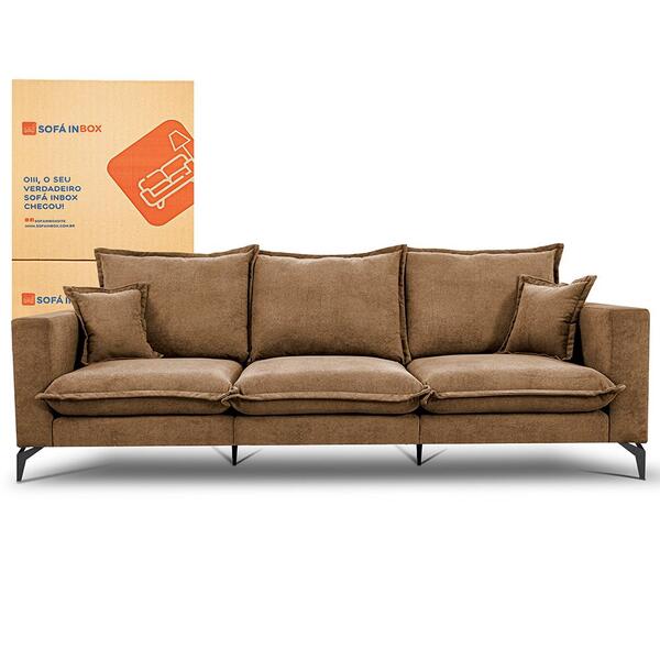 Sofá 3 Lugares Modular Boma 2,40m Boucle Caramelo Sofá Inbox - Image 8