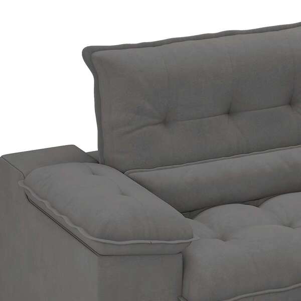 Sofá 3 Lugares Retrátil E Reclinável Arezzo Veludo Cinza - Image 5