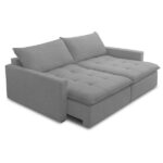Sofá 3 Lugares Retrátil Sem Caixa Capri Veludo Cinza - Image 3