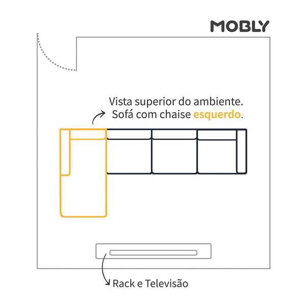 Sofá 4 Lugares Beny Com Chaise Esquerdo Linho Bege - Image 5