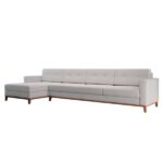 Sofá 4 Lugares Living Com Chaise Esquerdo Pés E Base Em Madeira Linho Cotton Cru - Image 4