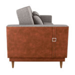 Sofá Cama Pala 203cm Reclinável Courino Marrom | Linho Cinza Claro - Sallar Home - Image 3