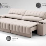 Sofá Com Porta Copos E Carregador Usb Retrátil E Reclinável Murano 2,00m Velosuede Areia - Image 4