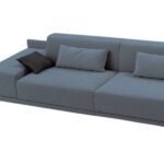 Sofá De Canto 5 Lugares Com Chaise Revestimento Em Sarja 336x74cm Cinza Médio - Image 8