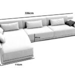 Sofá De Canto 5 Lugares Com Chaise Revestimento Em Sarja 336x74cm Cinza Médio - Image 7